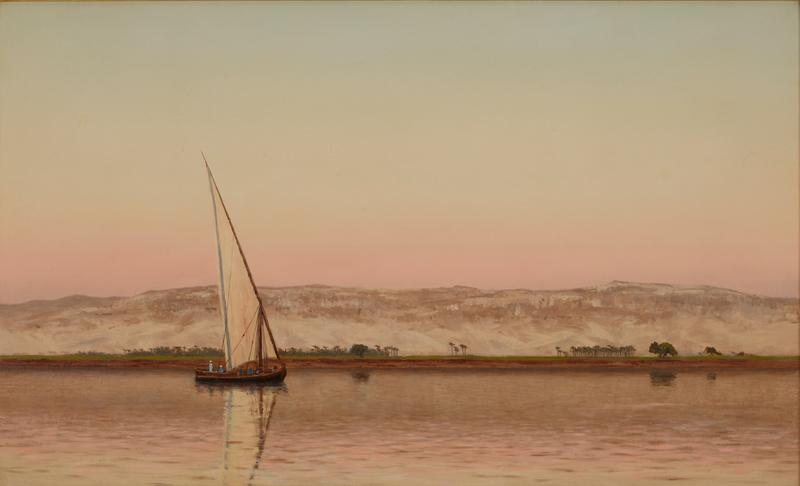 Lone Felucca at Dusk near Roda along the Nile